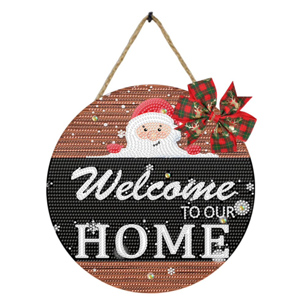 Christmas Wooden Merry Christmas Welcoming Words Crystal Hanging Home Wall Decor