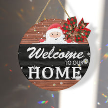 Load image into Gallery viewer, Christmas Wooden Merry Christmas Welcoming Words Crystal Hanging Home Wall Decor
