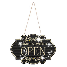 Load image into Gallery viewer, Wooden Shop Sign Open Closed 5D DIY Diamond Painting Dots Pendant for Wall Decor
