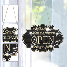 Load image into Gallery viewer, Wooden Shop Sign Open Closed 5D DIY Diamond Painting Dots Pendant for Wall Decor
