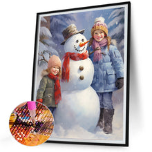 Load image into Gallery viewer, Diamond Painting - Full Round - Snowman child in the snow (30*40CM)
