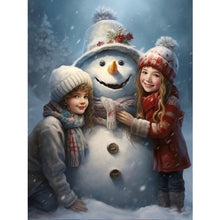 Load image into Gallery viewer, Diamond Painting - Full Round - Snowman child in the snow (30*40CM)
