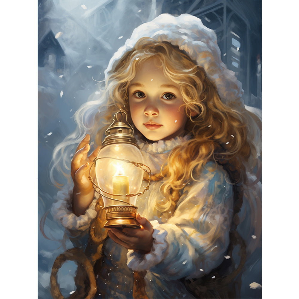 Diamond Painting - Full Round - Snowman child in the snow (30*40CM)