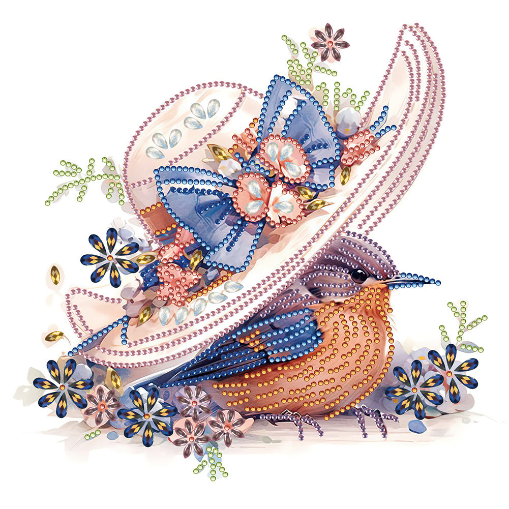 Diamond Painting - Partial Special Shaped - bird under hat (30*30CM)