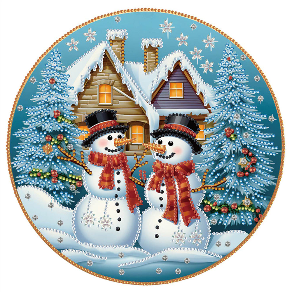 Diamond Painting - Partial Special Shaped - Snowman in front of Christmas door (30*30cm)