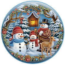 Load image into Gallery viewer, Diamond Painting - Partial Special Shaped - Snowman traveling at Christmas (30*30cm)
