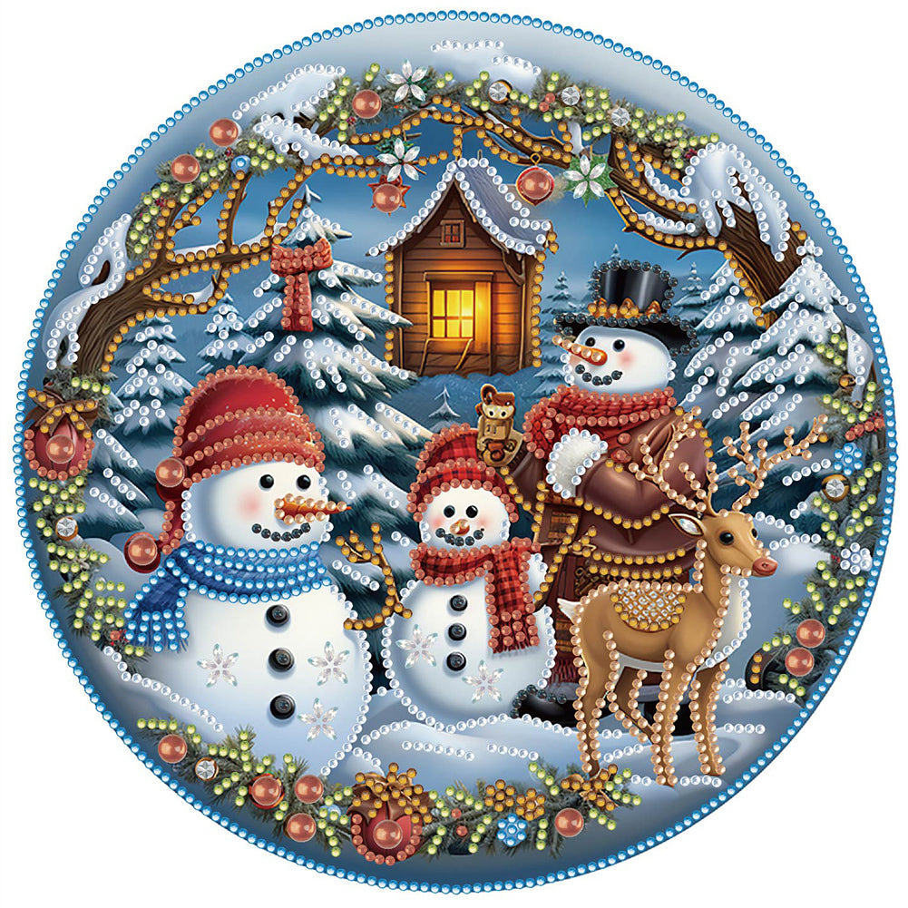 Diamond Painting - Partial Special Shaped - Snowman traveling at Christmas (30*30cm)