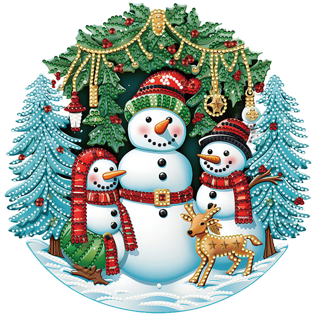 Diamond Painting - Partial Special Shaped - Happy Christmas snowman (30*30cm)