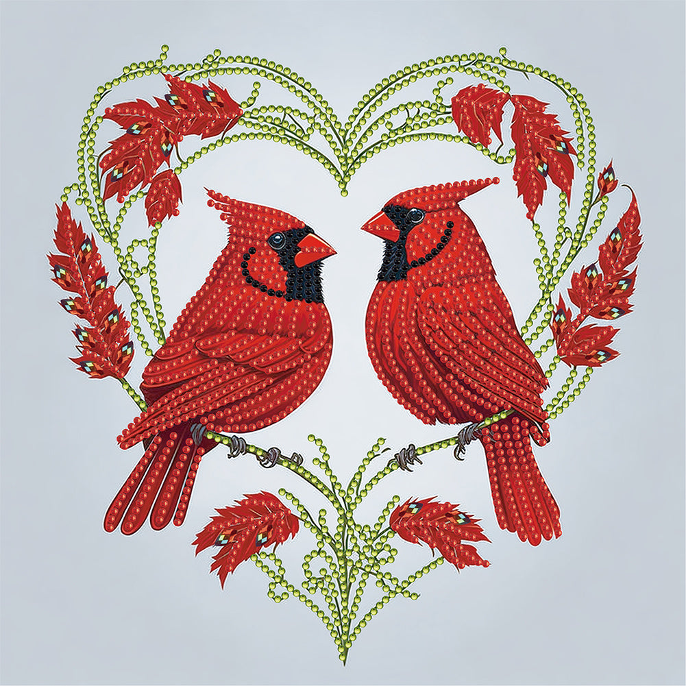 Diamond Painting - Partial Special Shaped - two cardinals (30*30cm)