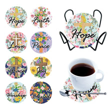 Load image into Gallery viewer, 8PCS Acrylic Cross and Good Words Diamond Painting DIY Coaster for Adults Kids
