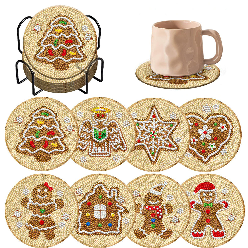 8PCS Wooden Diamond Painting Art Coaster Kit Dragon Diamond Painting DIY Coaster