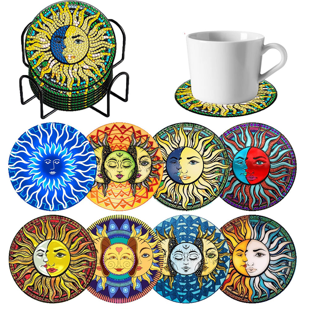 8PCS Wooden Diamond Painting Art Coaster Kit Dragon Diamond Painting DIY Coaster