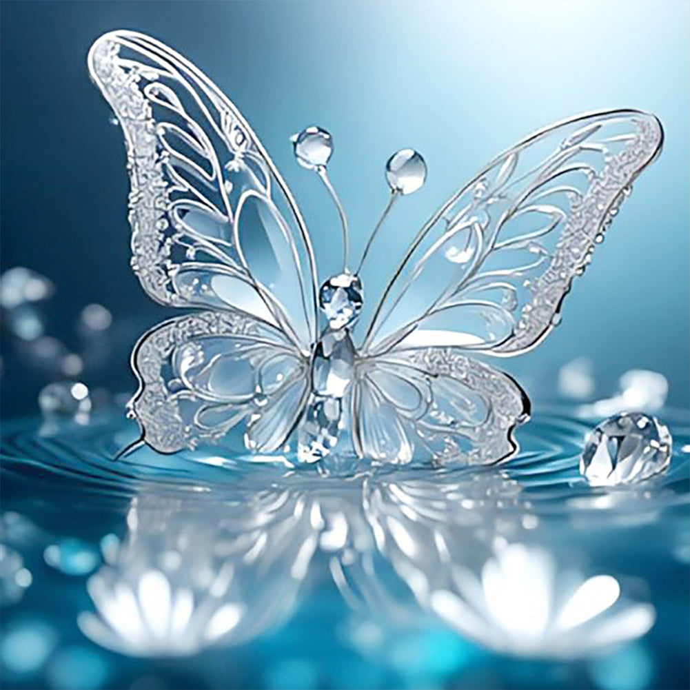 Diamond Painting - Full Round - crystal butterfly in water (30*30CM)