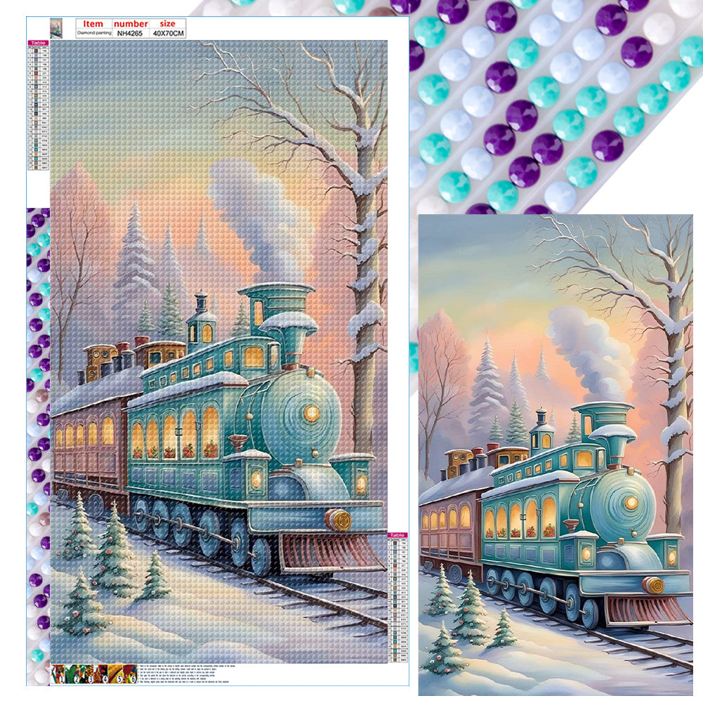 Diamond Painting - Full Round - snow train (40*70CM)