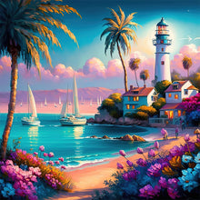 Load image into Gallery viewer, Diamond Painting - Full Round - beach lighthouse (30*30CM)
