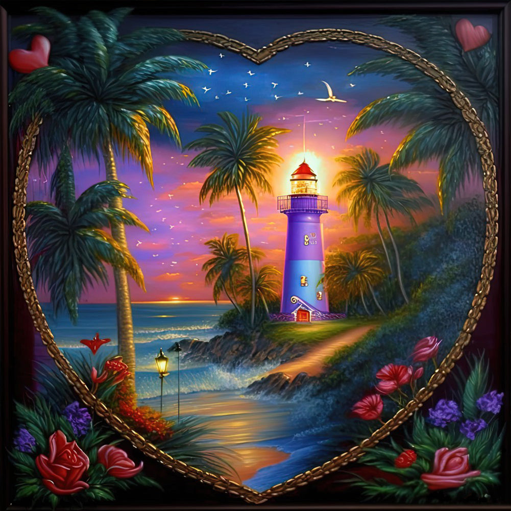 Diamond Painting - Full Round - beach lighthouse (30*30CM)