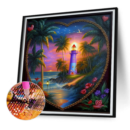 Diamond Painting - Full Round - beach lighthouse (30*30CM)