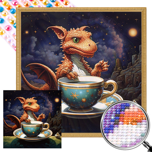 AB Diamond Painting - Full Round - Dragon and coffee cup (40*40CM)