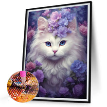 Load image into Gallery viewer, Diamond Painting - Full Round - Purple white cat (30*40CM)
