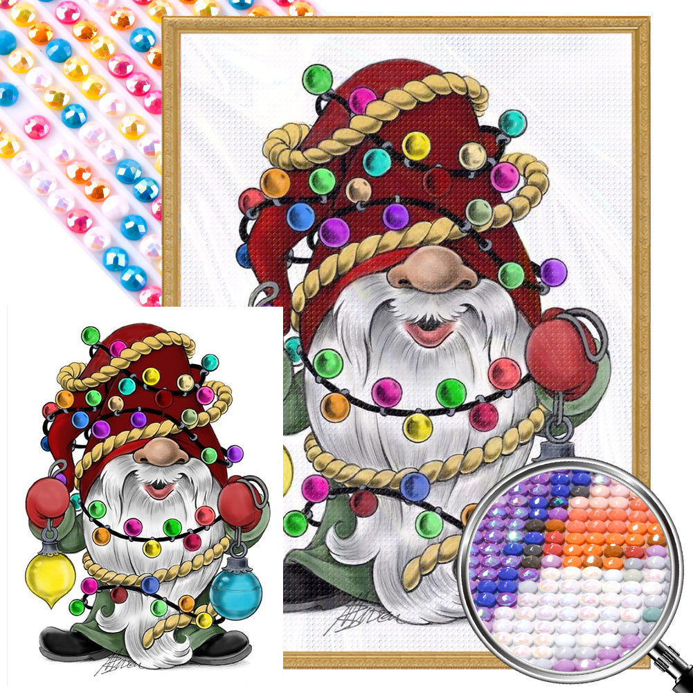 AB Diamond Painting - Full Round - Gnomes and Christmas light balls (40*55CM)
