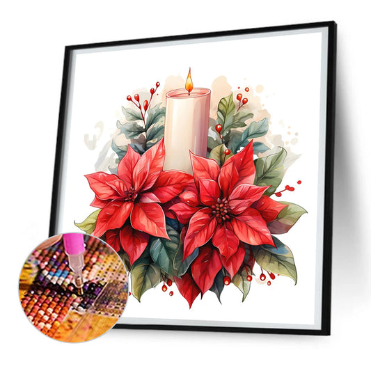 Diamond Painting - Full Round - Christmas flowers and candles (30*30CM)