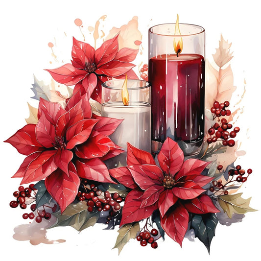 Diamond Painting - Full Round - Christmas flowers and candles (30*30CM)