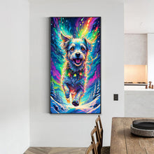 Load image into Gallery viewer, Diamond Painting - Full Round - Dog running under the aurora (40*70CM)
