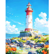 Load image into Gallery viewer, Diamond Painting - Full Round - mountain lighthouse (40*50CM)
