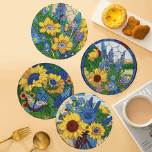 Load image into Gallery viewer, 4PCS Wooden Diamond Painted Placemats for Dining Table Decor(Lavender Sunflower)
