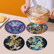 Load image into Gallery viewer, 4PCS Wooden Diamond Painted Placemats for Dining Table Decor(Graceful Butterfly)
