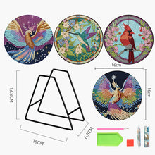 Load image into Gallery viewer, 4PCS Wooden Diamond Painted Placemats for Table Decor (Phoenix Hummingbird)
