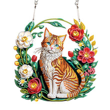 Load image into Gallery viewer, Special Shaped+Round Diamond Painting Wall Decor Wreath (Orange Cat and Flower)
