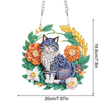 Load image into Gallery viewer, Special Shaped+Round Diamond Painting Wall Decor Wreath (Flower and Black Cat)
