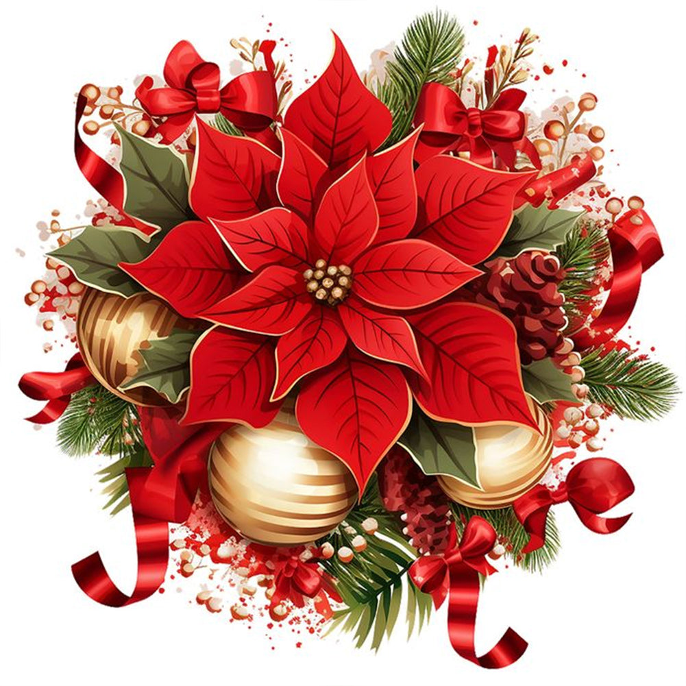 Diamond Painting - Full Round - Christmas red flowers (30*30CM)