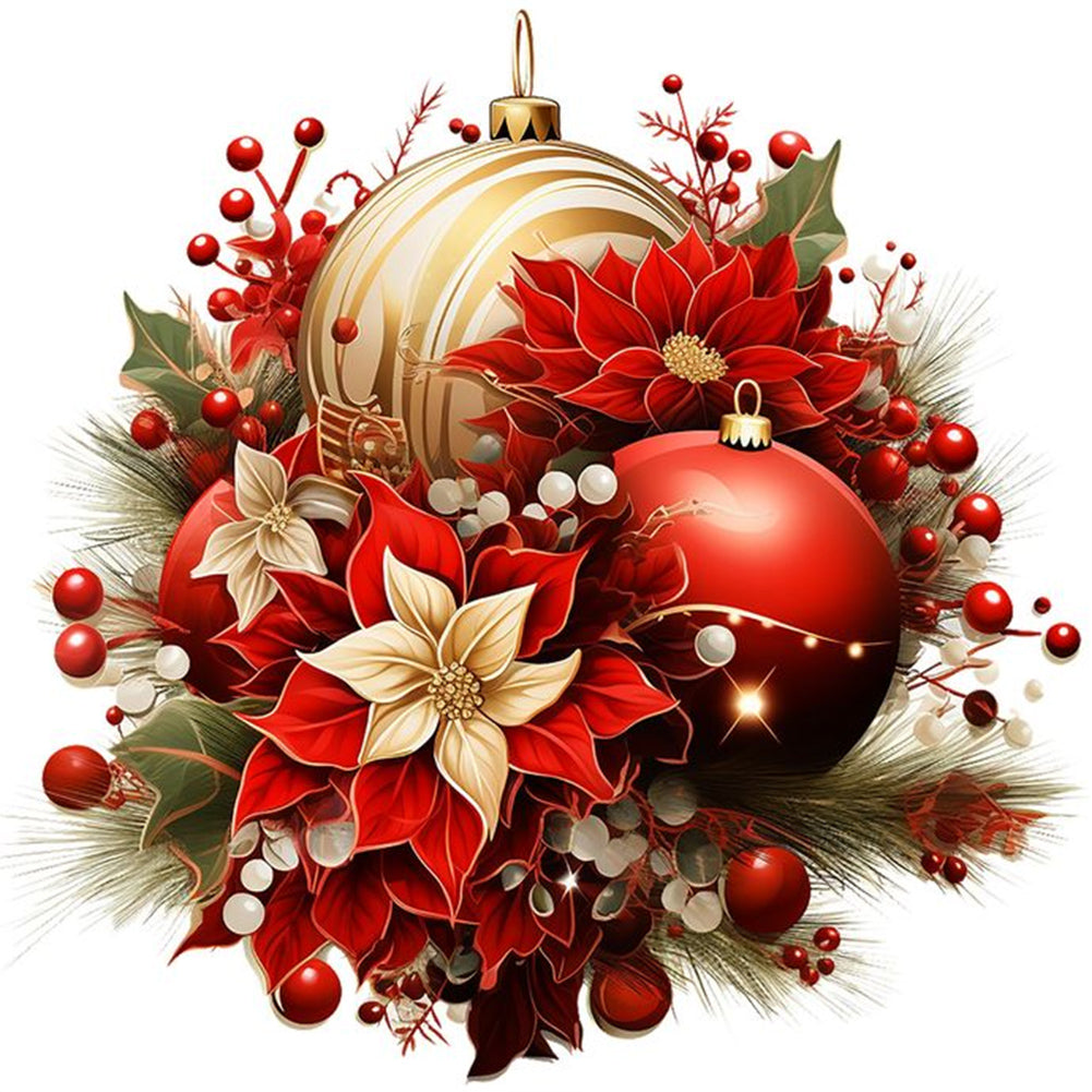 Diamond Painting - Full Round - Christmas red flowers (30*30CM)
