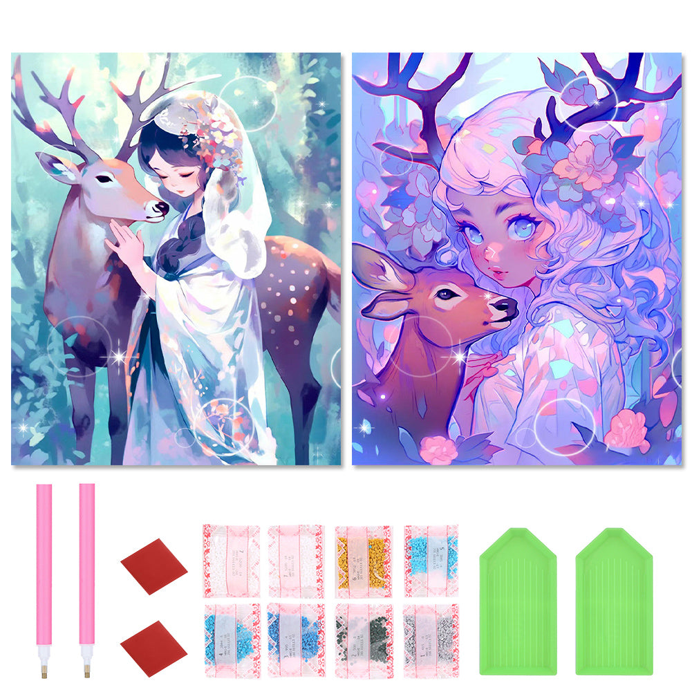 2pcs Diamond Painting Set - Deer and girl (40*50cm)