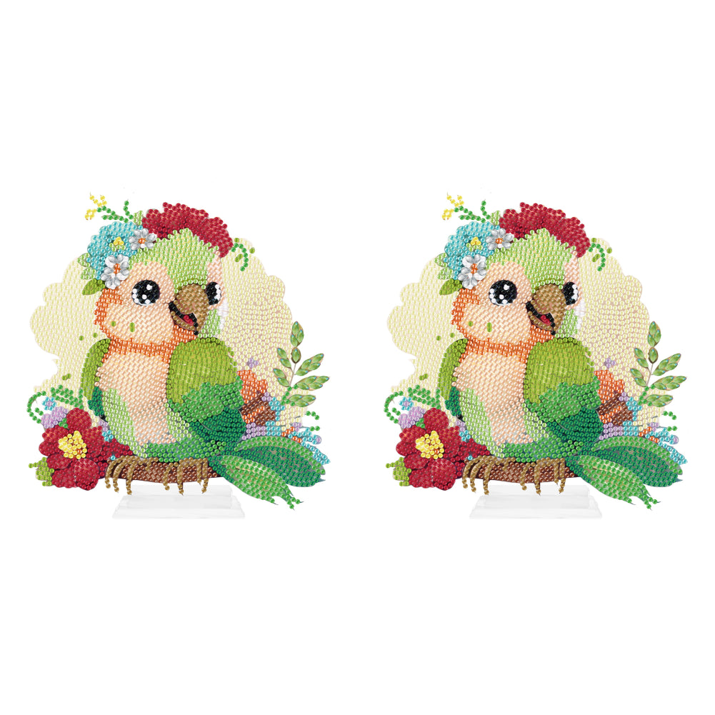 2Pcs Special Shape+Round Diamond Painting Tabletop Ornaments Kit for Office Decor