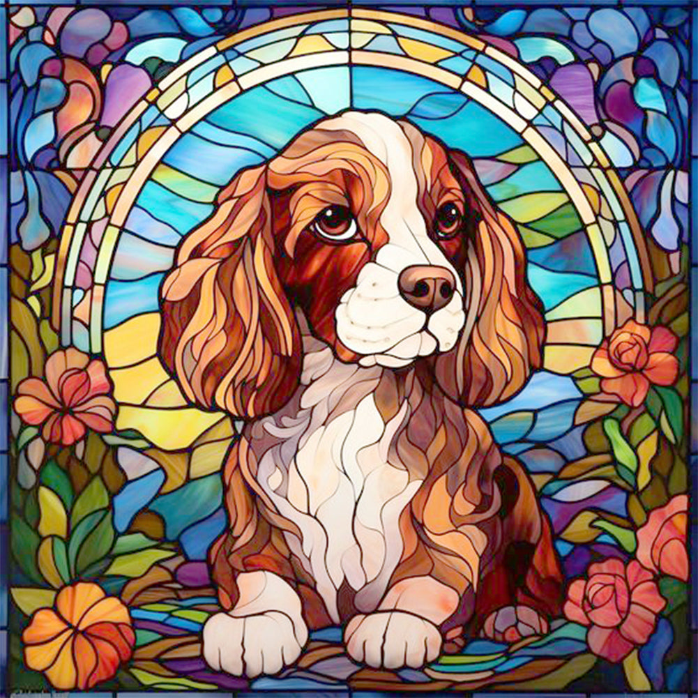 Diamond Painting - Full Round - glass art puppy (30*30CM)