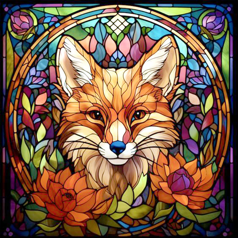 Diamond Painting - Full Round - glass art fox (30*30CM)