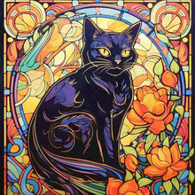 Load image into Gallery viewer, Diamond Painting - Full Round - glass art black cat (30*30CM)

