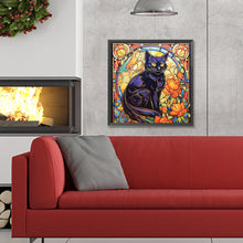 Load image into Gallery viewer, Diamond Painting - Full Round - glass art black cat (30*30CM)

