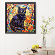 Load image into Gallery viewer, Diamond Painting - Full Round - glass art black cat (30*30CM)
