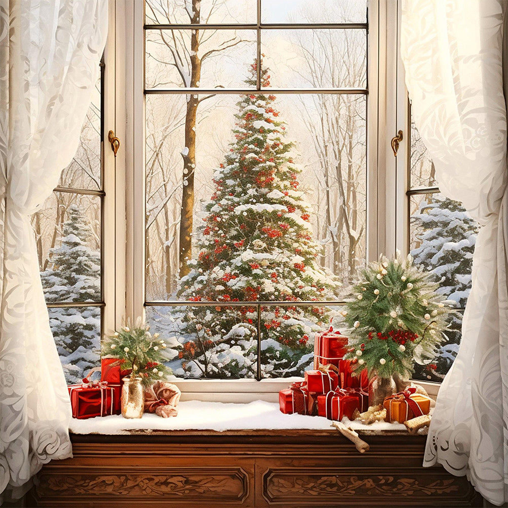 Diamond Painting - Full Round - windowsill christmas tree (30*30CM)