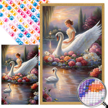 Load image into Gallery viewer, AB Diamond Painting - Full Round - Swan and girl (30*50CM)
