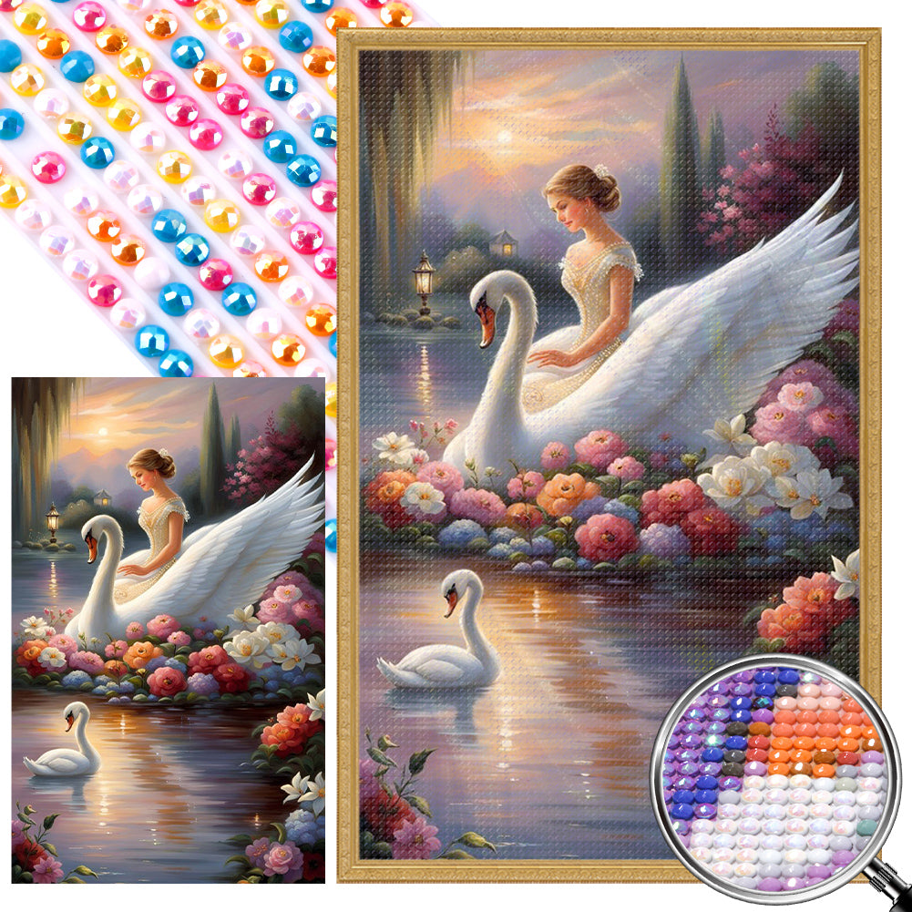 AB Diamond Painting - Full Round - Swan and girl (30*50CM)