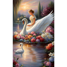 Load image into Gallery viewer, AB Diamond Painting - Full Round - Swan and girl (30*50CM)
