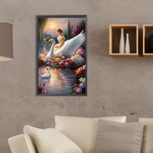 Load image into Gallery viewer, AB Diamond Painting - Full Round - Swan and girl (30*50CM)
