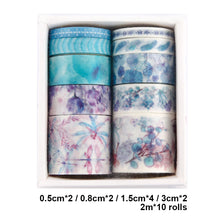 Load image into Gallery viewer, 10 Rolls Adhesive Tape Washi Tape Set Color Tape for DIY Craft(Lancel Colour 01)
