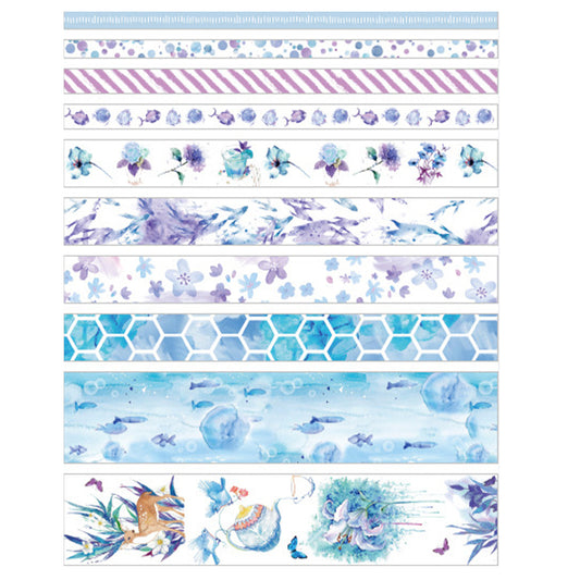 10 Rolls Adhesive Tape Washi Tape Set Color Tape for DIY Craft(Sea and Forest02)