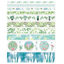 Load image into Gallery viewer, 10 Rolls Adhesive Tape Washi Tape Set Color Tape (Full of Greenery 04)

